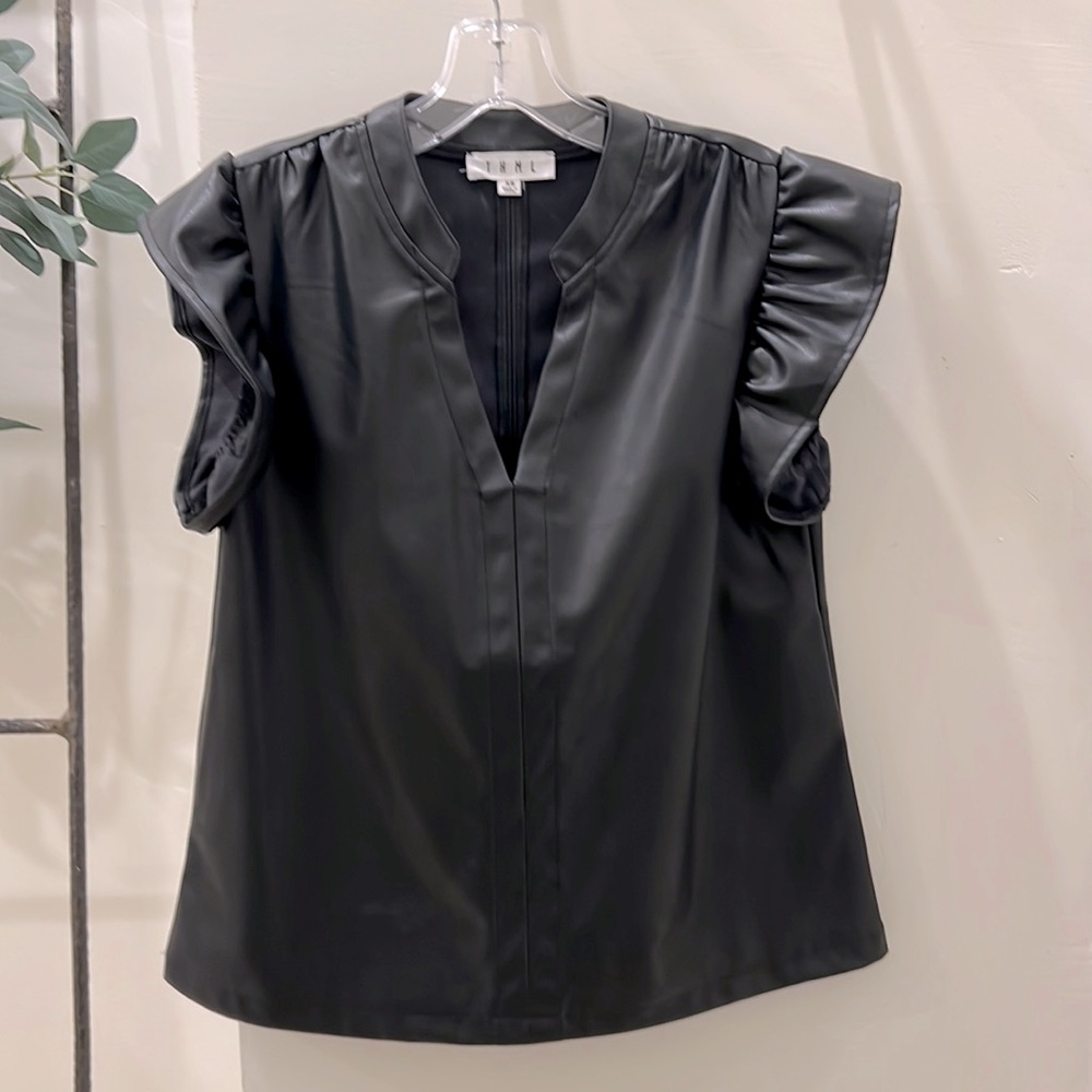 Vegan leather Black top sz xs